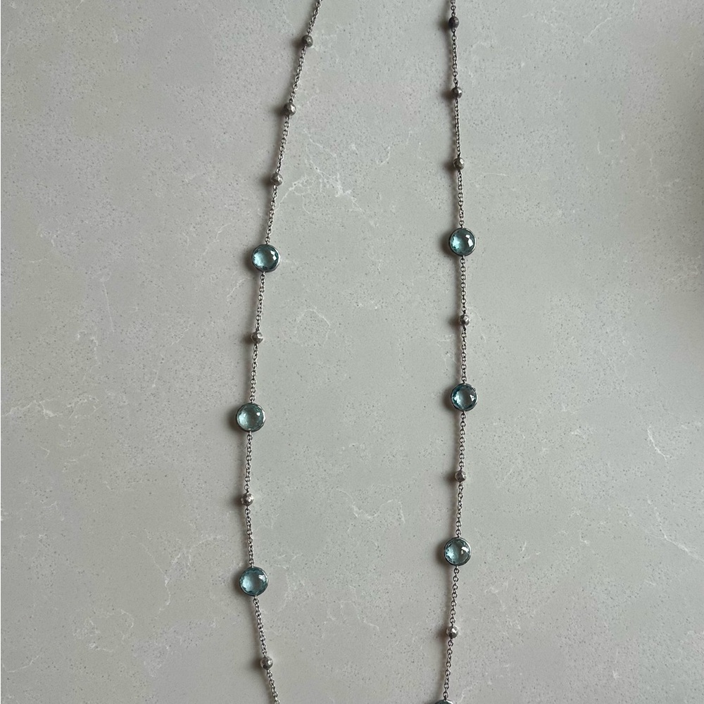 Ippolita Rock Candy Sterling Silver 925 Blue Quartz Station Necklace 37”